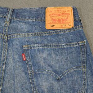 Levi's Jeans Men's 33x34 Fits 33x32 Blue 559 Relaxed Straight Fit Denim